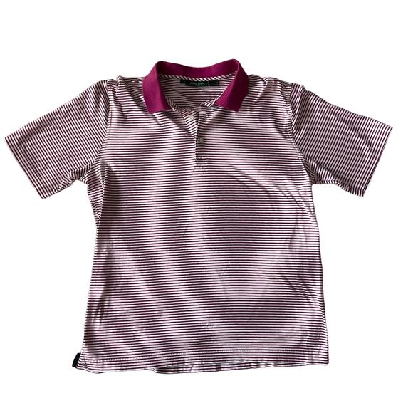 Bobby Jones Men’s Golf Polo Pink Striped Short Sleeve Polo size Large - Picture 1 of 7